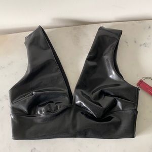 Brand new Latex low cut carbon 38 top size medium